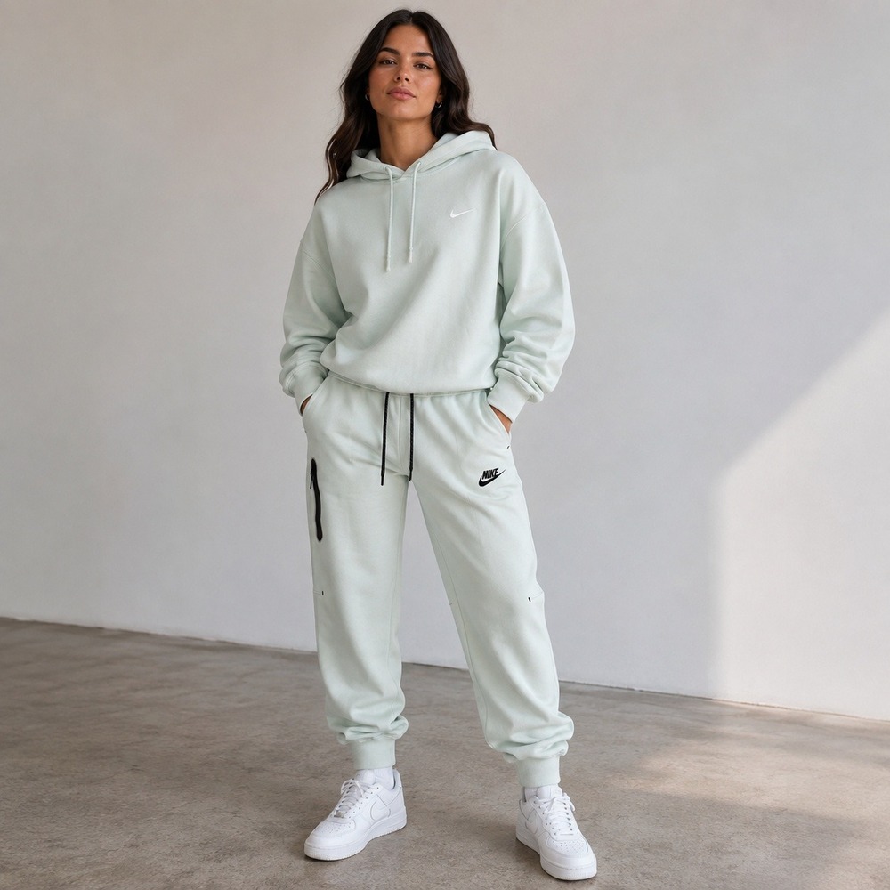 Nike Tech Sportswear Fleece Hoodie Joggers Set Womens XL 1X Mint Green Lounge